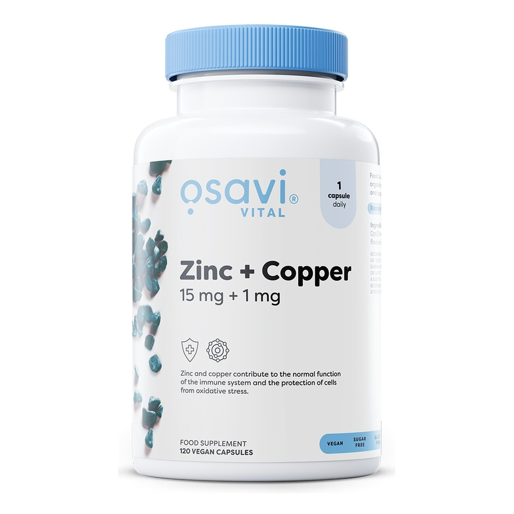 Osavi Zinc + Copper, 15mg + 1mg For Immune Support and Healthy Skin 120 Vegan Capsules