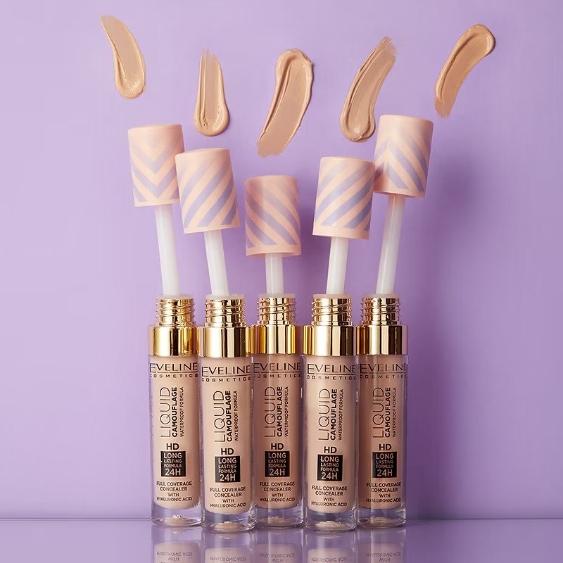Eveline Liquid Camouflage Wodoodporny Korektor Kamuflujący z Kwasem Hialuronowym Nr Light Peach 7ml