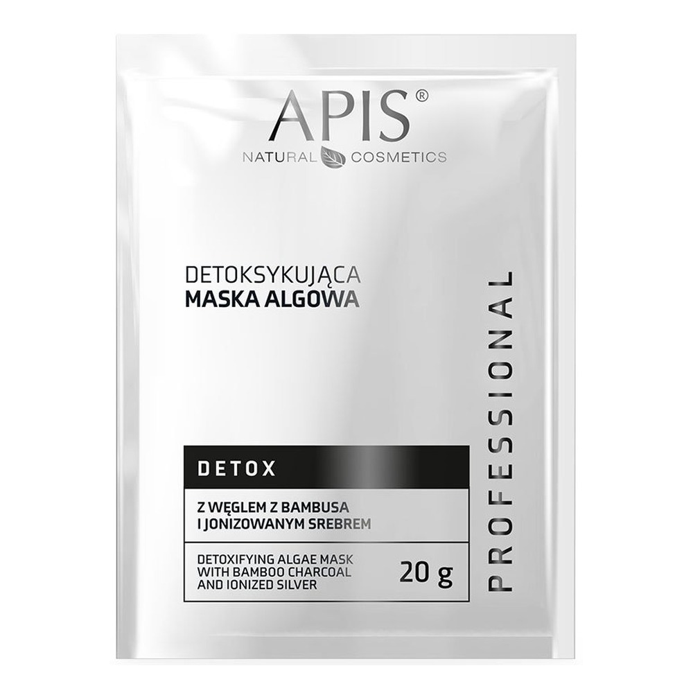 Apis Professional Detox Detoksykująca Maska Algowa z Węglem z Bambusa i Jonizowanym Srebrem dla Skóry Tłustej i Mieszanej 20g
