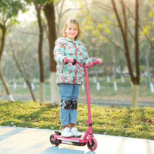AIYAPLAY Electric Scooter for Kids 6-14 Years, with Colourful Lights, Pink