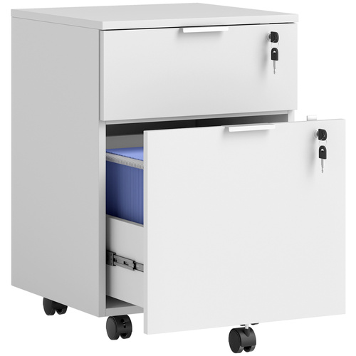 HOMCOM Two-Drawer Lockable Filing Cabinet - White