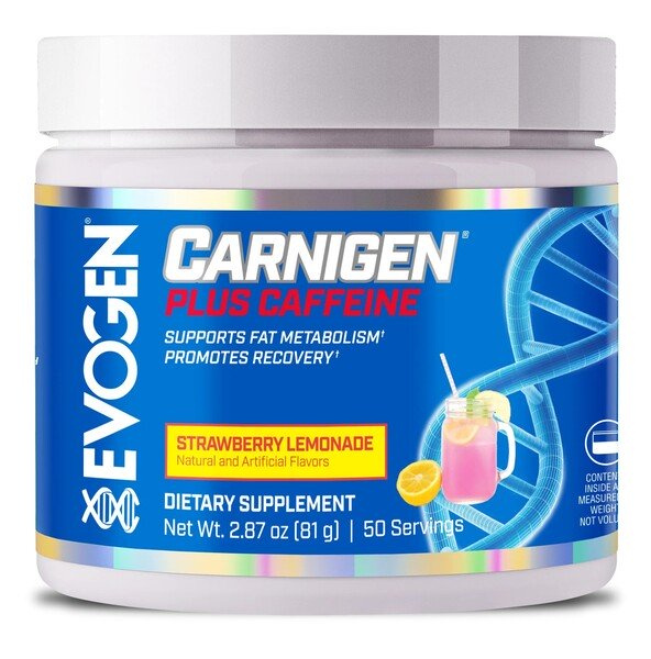 Evogen Carnigen Plus Caffeine L-Carnitine with Caffeine Powder for Energy and Fat Metabolism Support Strawberry Lemonade 81g