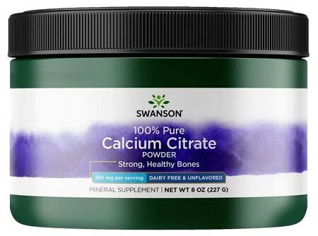 Swanson Calcium Citrate Powder 100% Pure and Dairy-Free Wspomaga Zdrowie Układu Kostnego 227g
