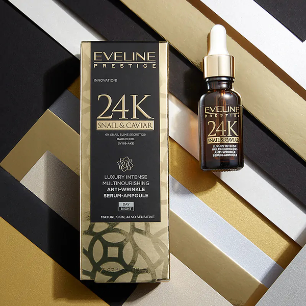 Eveline Prestige 24K Snail & Caviar Luksusowe Multiodżywcze Serum-Ampułka Przeciwzmarszczkowe 18ml