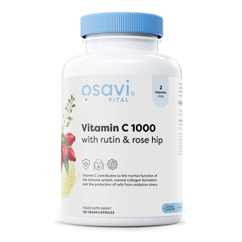 Osavi Vitamin C 1000 with Rutin & Rose Hip for Immunity and Skin 120 Vegan Caps