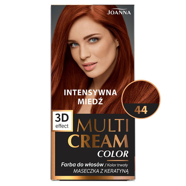 Joanna Multi Cream Color Farba do Włosów z Efektem 3D z Długotrwałym Efektem Nr 44 Intensywna Miedź 1 Sztuka