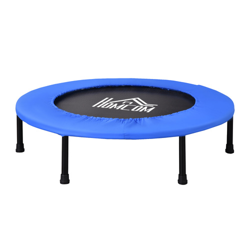 HOMCOM 36" Mini Fitness Trampoline Home Gym Yoga Exercise Rebounder Indoor Outdoor Jumper with Safety Pad, Support Up to 100 KG, Blue and Black
