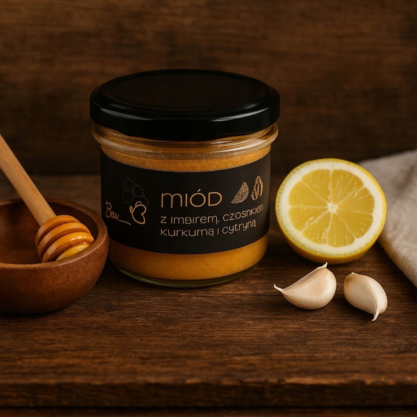 Bona Miód z Imbirem Cytryną Kurkumą Czosnkiem Naturalny Pyszny Smak 245g