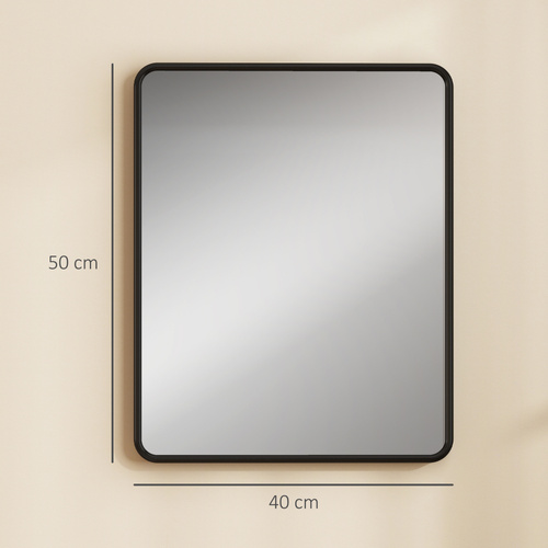 HOMCOM Rectangular Wall Mirror with HD Glass - Black