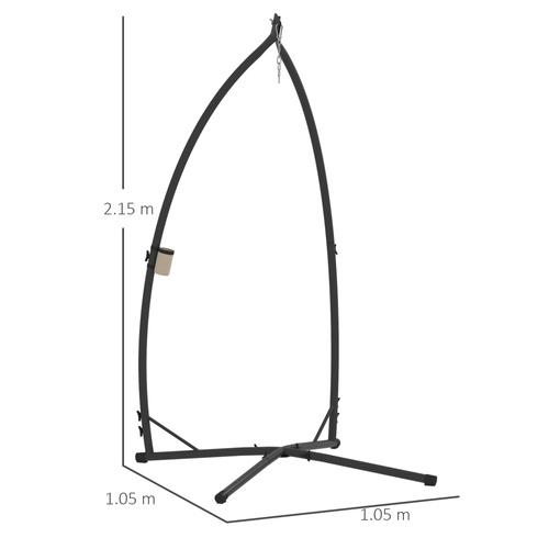 Outsunny Hammock Chair Stand Only, Hanging Chair Stand with X-Shape Base, Heavy Duty Steel Single Hammock Egg Swing Frame for Indoor Outdoor, 150 KG Load Capacity Black