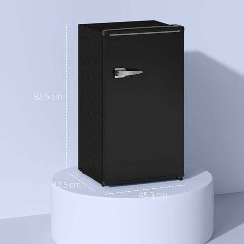 HOMCOM Under Counter Fridge, 85L Small Retro Refrigerator with Chiller Box, Adjustable Thermostat, Glass Shelves, Black