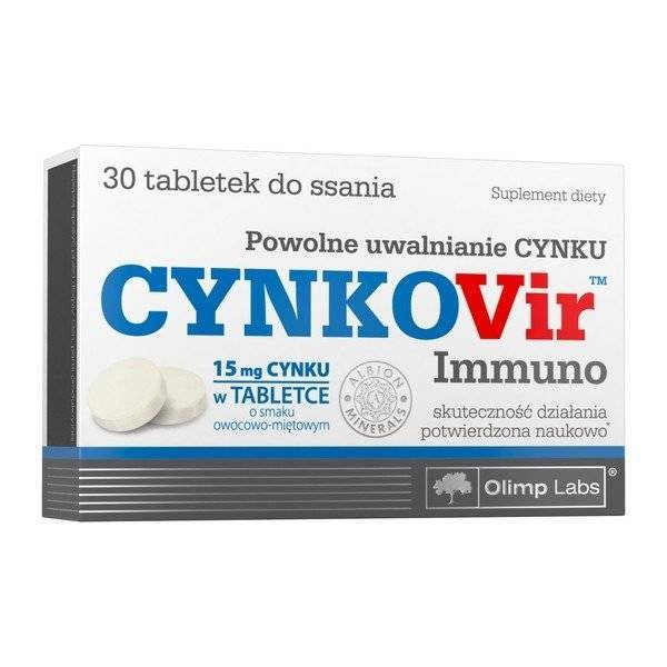 Olimp Cynkovir Immuno Cynk 15mg Owocowo-Miętowy 30 Tabletek do Ssania