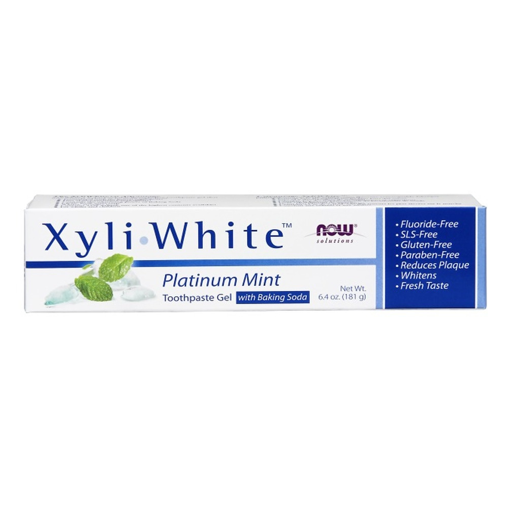 NOW Foods XyliWhite Platinum Mint Pasta do Zębów w Żelu z Sodą Oczyszczoną i Węglem Aktywnym 181g