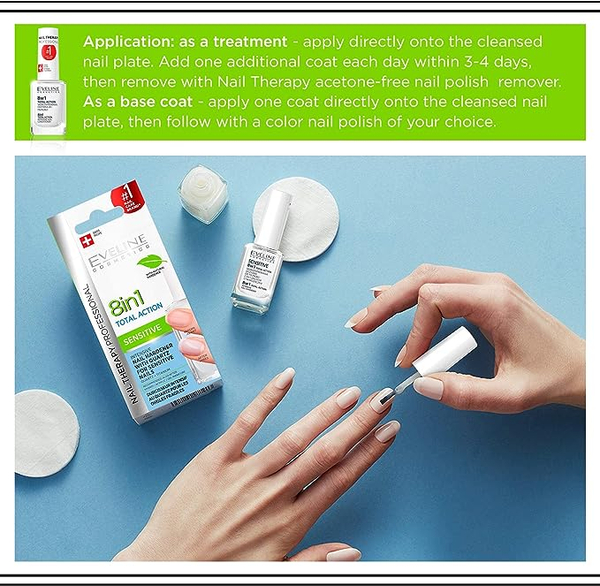 Eveline Nail Therapy Total Action 8in1 Concentrated Conditioner for Sensitive Nails 12ml