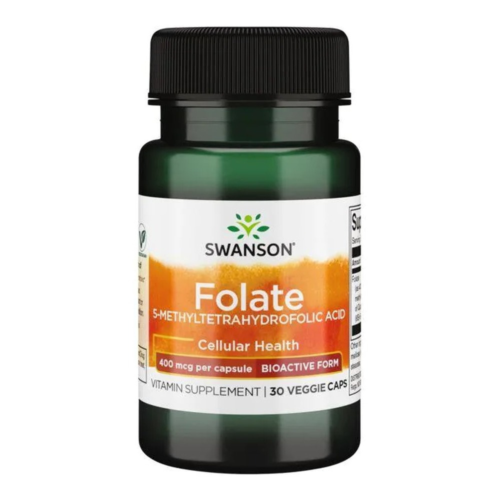 Swanson Folate (5-Methyltetrahydrofolic Acid), 400mcg - 30 vcaps