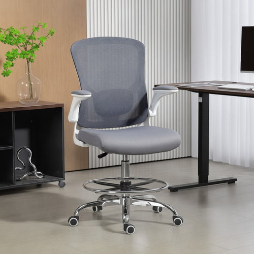 HOMCOM Draughtsman Chair, with Adjustable Lumbar - Charcoal Grey