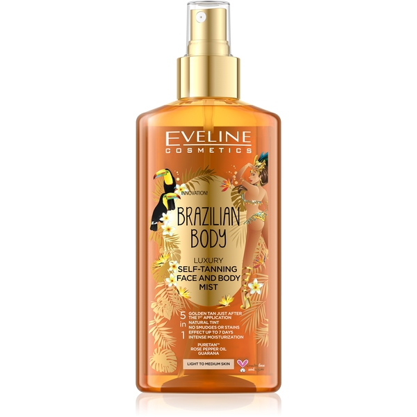 Eveline Brazilian Body 5w1 Luksusowa Mgiełka Samoopalająca do Twarzy i Ciała 150ml