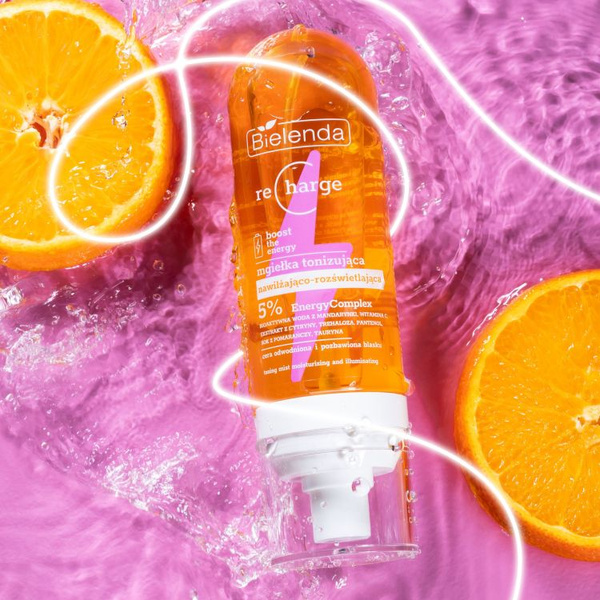 Bielenda Recharge Boost The Energy Nawilżająco - Rozświetlająca Mgiełka Tonizująca dla Skóry Odwodnionej Pozbawionej Blasku 100ml
