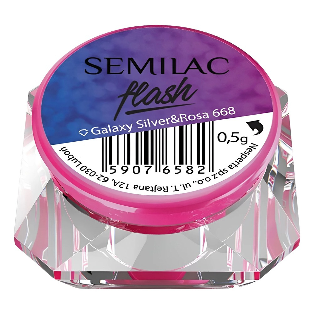 Semilac Flash Galaxy - 668 Silver & Rosa Nail Powder 0.5g