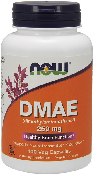 NOW Foods DMAE 250mg Wsparcie Produkcji Neuroprzekaźników 100 Kapsułek