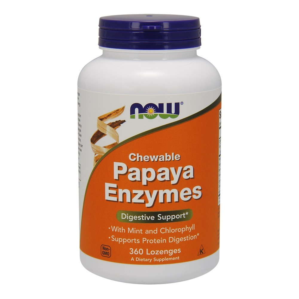 NOW Foods Chewable Papaya Enzymes  Enzymy Trawienne z Papai 360 Tabletek