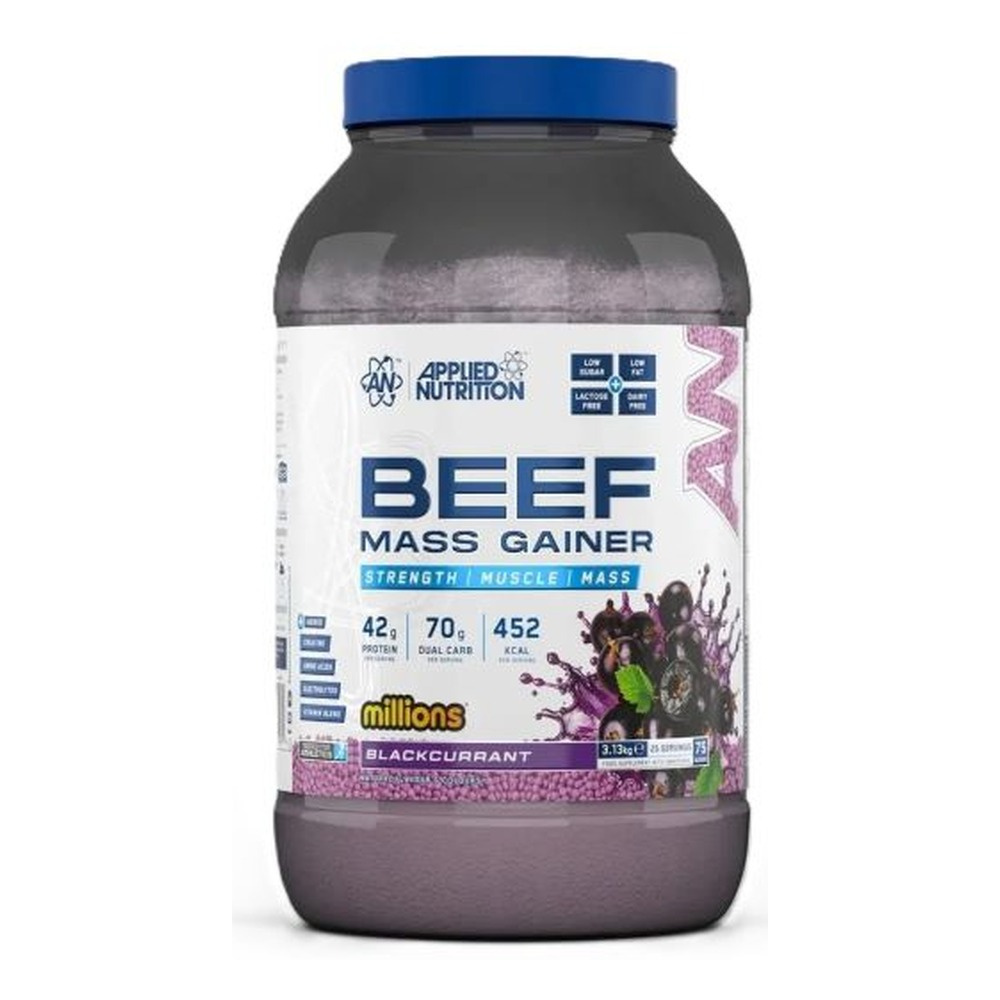 Applied Nutrition Gainer z białkiem wołowym, Millions Czarna porzeczka 3130g