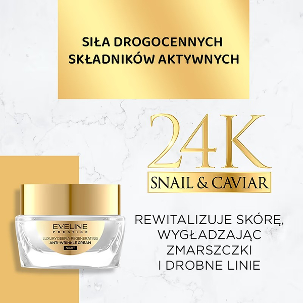 Eveline Prestige 24K Snail & Caviar Luxurious Deeply Regenerating Anti-Wrinkle Night Cream 50ml