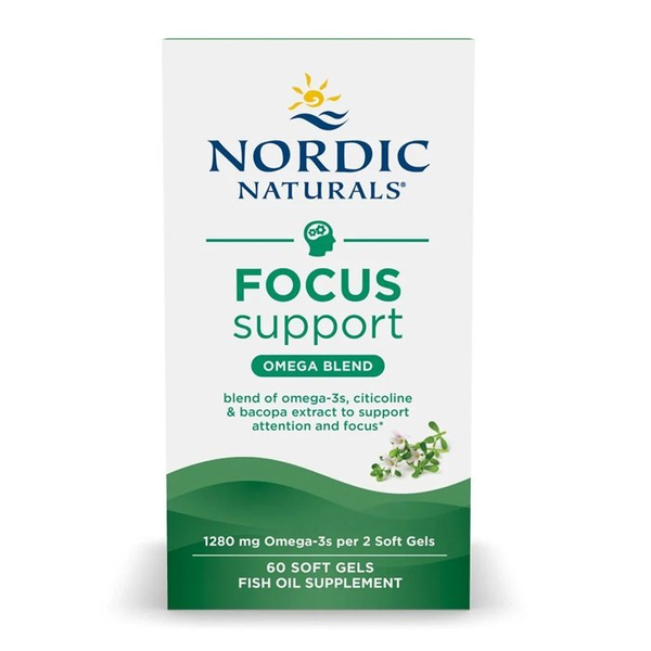 Nordic Naturals Focus Support Wyciąg z Bacopa Monnieri Wspiera Pamięć i Koncentrację 60 Kapsułek
