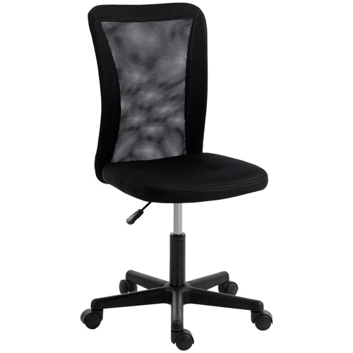 Vinsetto Computer Desk Chair, Armless Mesh Office Chair with Adjustable Height and Rolling Wheels, Black