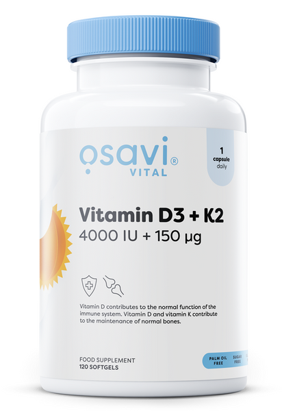 Osavi Witamina D3 + K2 4000 IU + 150 mcg 120 kapsułek na zdrowe kości i odporność