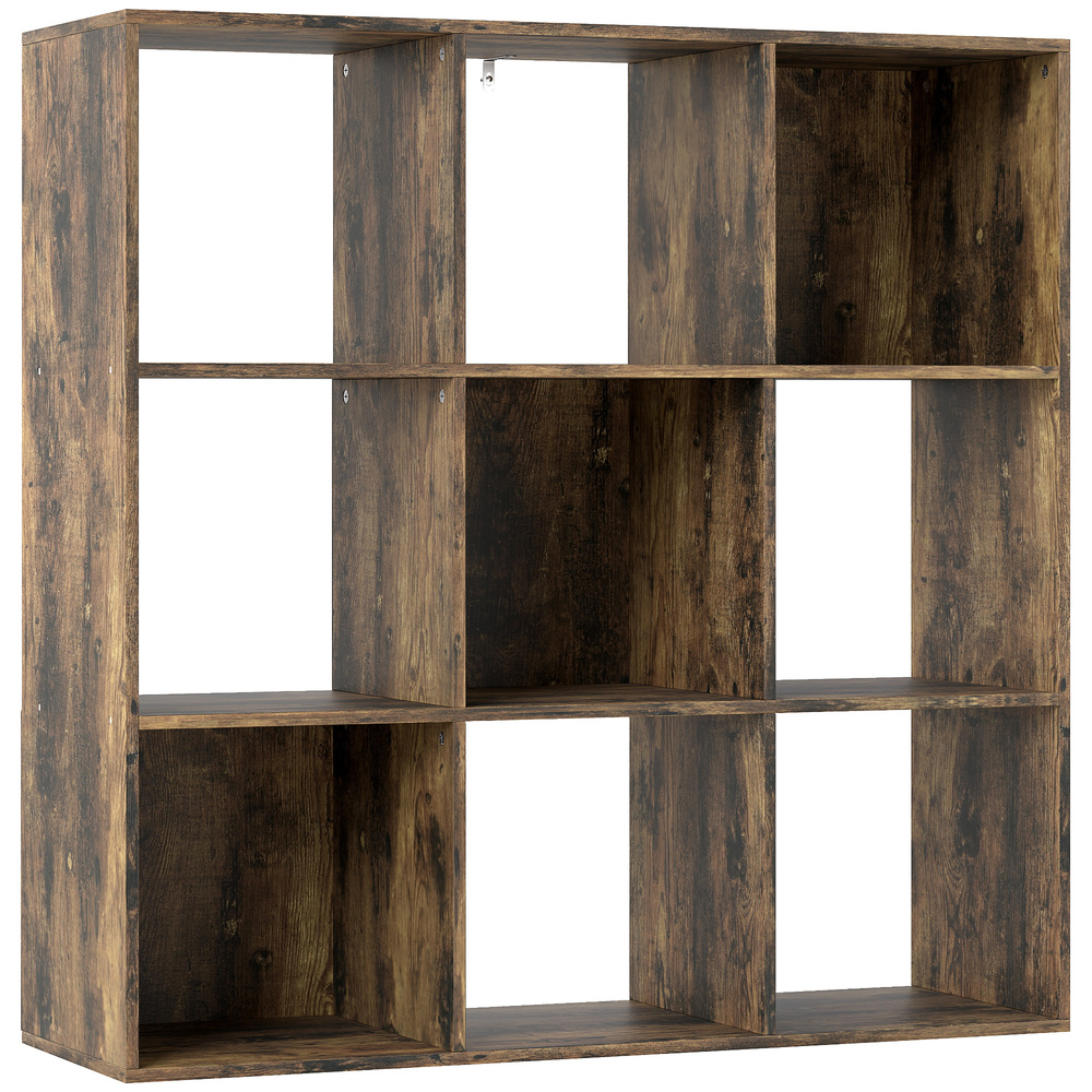 HOMCOM Nine-Cube Storage Shelf - Rustic Brown