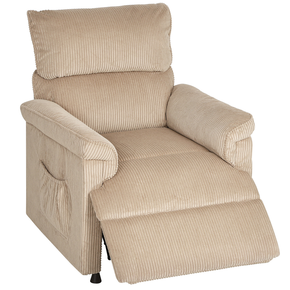 HOMCOM Corduroy Electric Massage Recliner - Brown