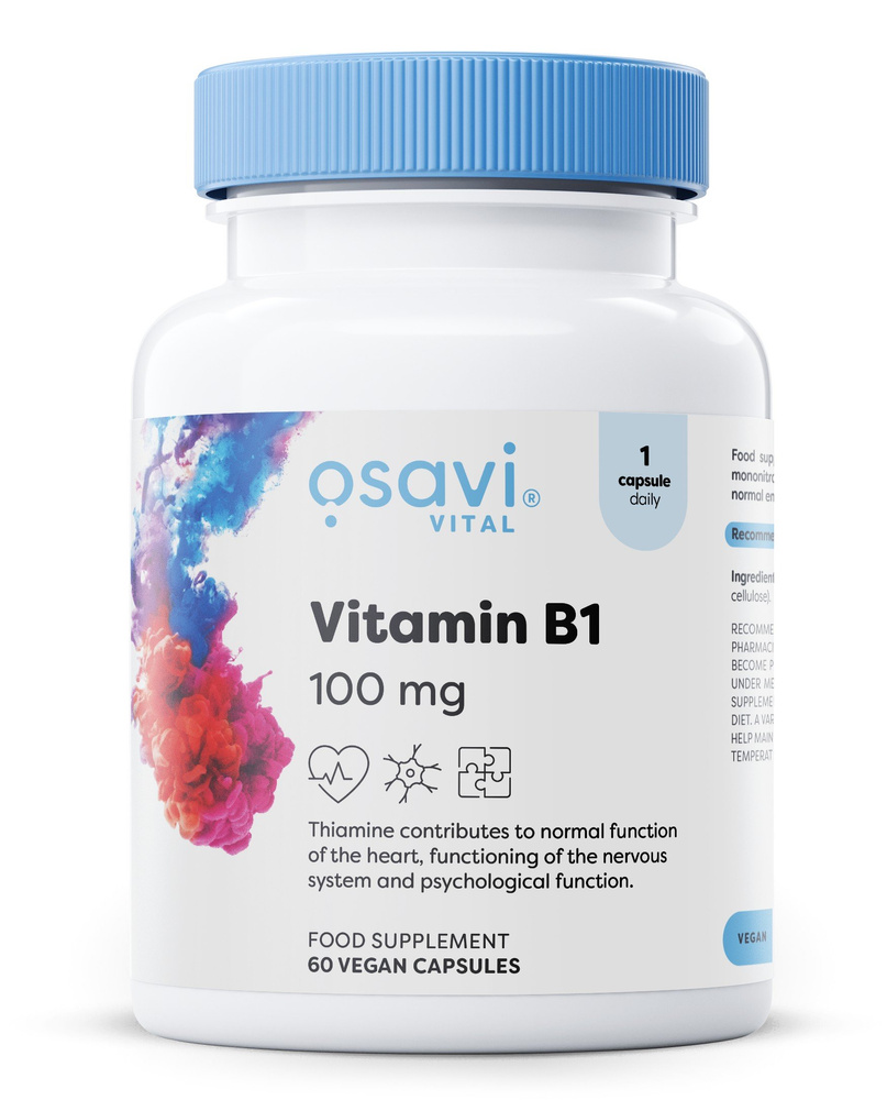 Osavi Vitamin B1 100mg for Nervous System and Energy Metabolism Support 60 Vegan Caps