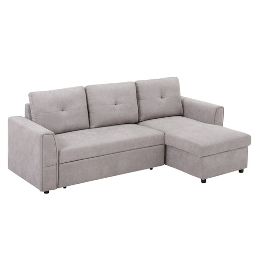 HOMCOM 3 Seater Sofa Bed, Pull Out Sofa Bed with Storage for Living Room, Light Grey