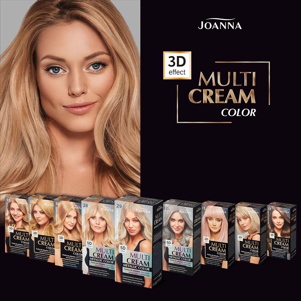 Joanna Multi Cream Color Farba do Włosów z Efektem 5D z Długotrwałym Efektem Nr 32.5 Srebrny Blond 1 Sztuka