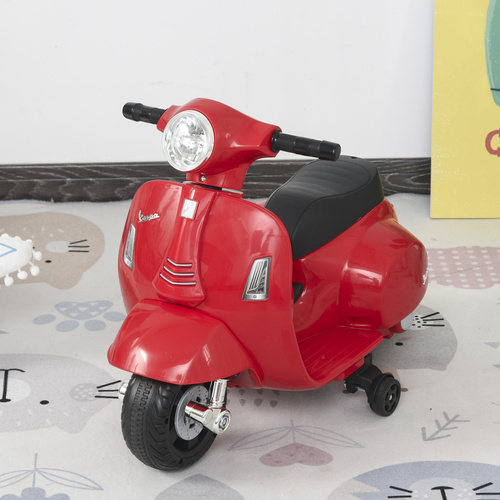 HOMCOM Vespa Licensed 6V Kids Electric Motorbike Ride On Motorcycle  Battery Powered for 18-36 Months with Horn Light Red