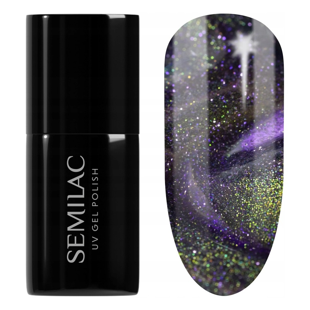 Semilac Galaxy Flash Lakier Hybrydowy Cat Eye Effect 825 Cyber Violet 7ml