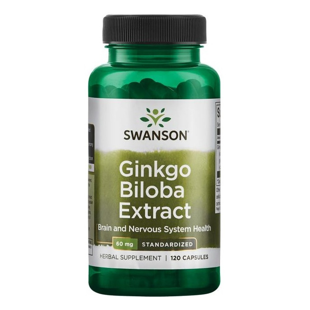Swanson Ginkgo Biloba Extract 60mg Wspomaga Pamięć i Koncentrację 120 Kapsułek