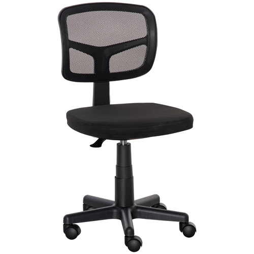 Vinsetto Small Office Chair without Arms, Ergonomic Swivel Mesh Desk Chair with Curved Back and Wheels, Height Adjustable, for Home Vanity Computer Dressing Table Study Bedroom, Holds Up to 120 kg