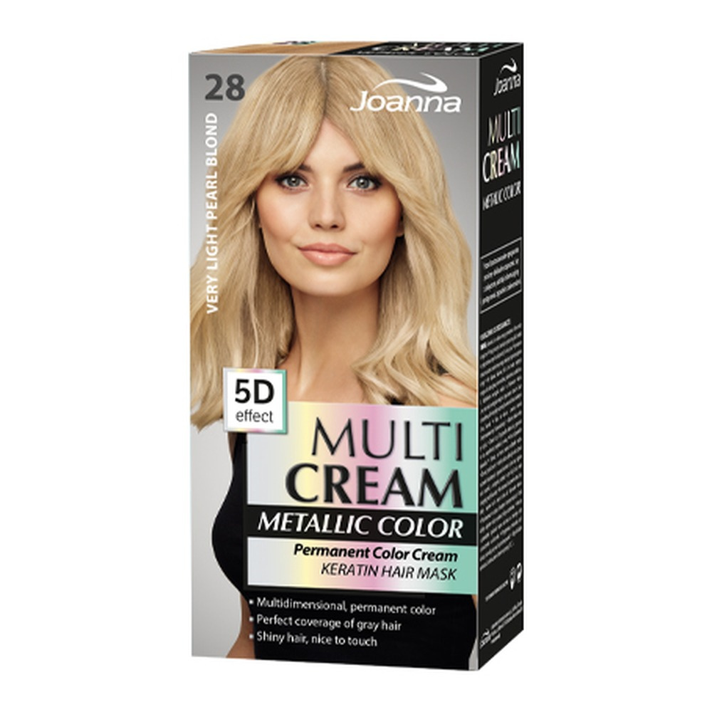 Joanna Multi Cream Color Farba do Włosów z Efektem 5D z Długotrwałym Efektem Nr 28 Bardzo Jasny Perłowy Blond 1 Sztuka
