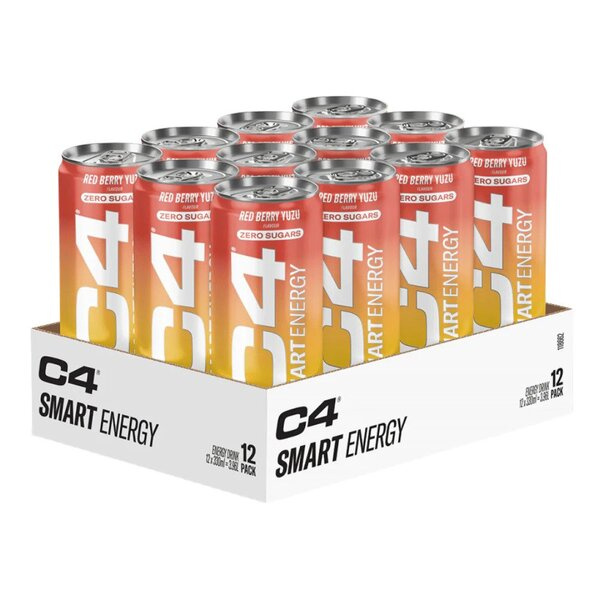 Cellucor C4 Smart Energy Drink Red Berry Yuzu For Energy and Focus 12 x 330ml