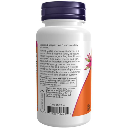Now Foods Vitamin B-2 Riboflavin 100mg Supports Oxidation and Reduction Processes 100 Capsules
