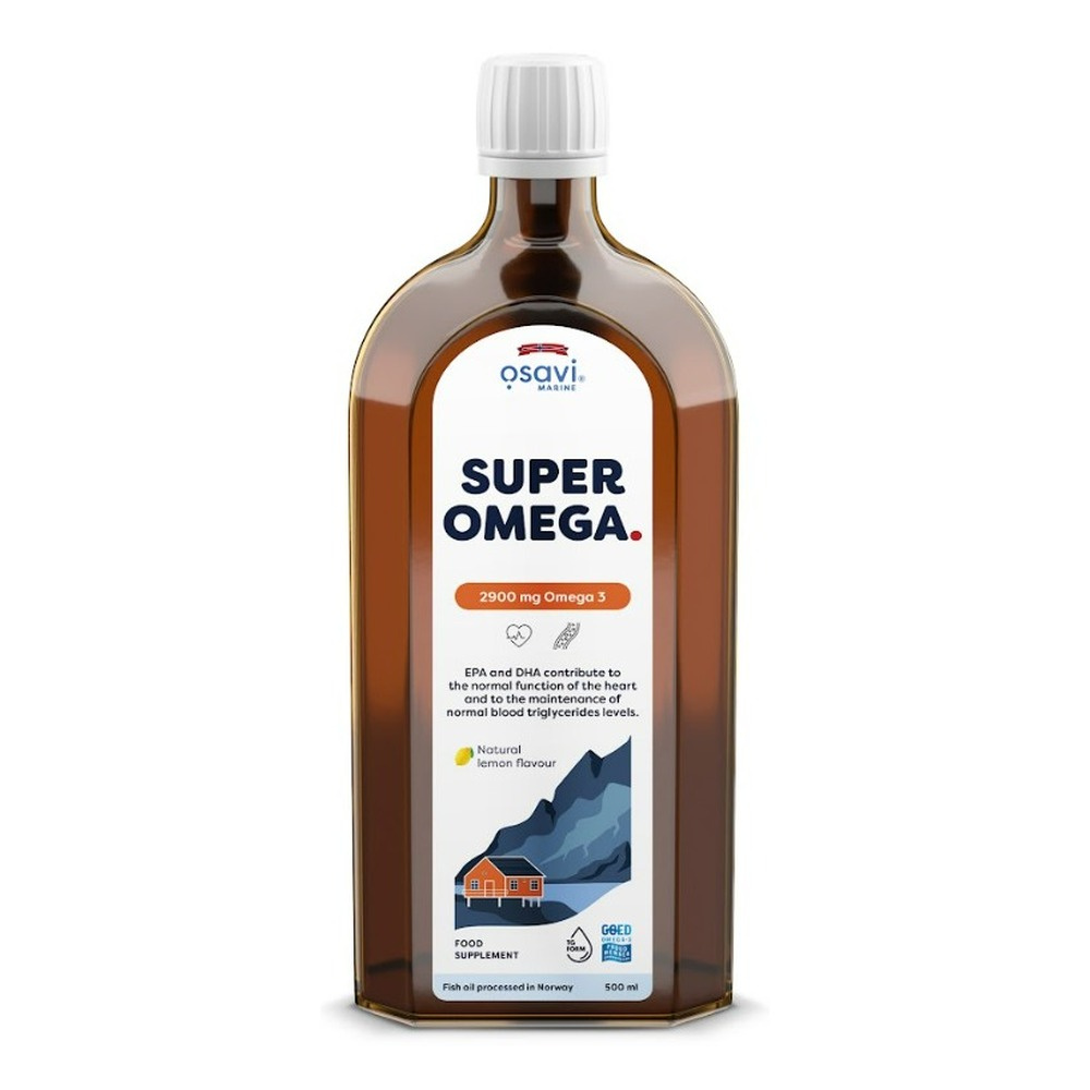 Osavi Super Omega 2900mg Omega 3 w Płynie o Smaku Cytrynowym na Wsparcie Serca i Mózgu 500ml