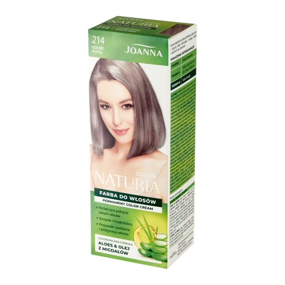 Joanna Naturia Color Trwały Kolor Włosów Farba Pielęgnacja Połysk 214 Gołębi Popiel 100ml