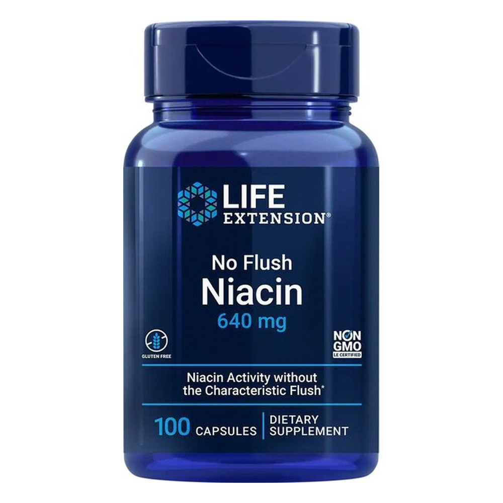 Life Extension No Flush Niacin Vitamin B3 for Metabolism Support 100 Capsules