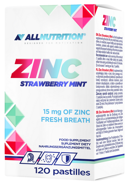 Allnutrition Zinc 15mg Supports Immune System Strawberry Mint 120 Lozenges