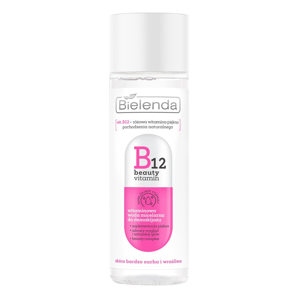 Bielenda B12 Beauty Vitamin Witaminowa Woda Micelarna do Demakijażu dla Skóry Bardzo Suchej i Wrażliwej 200ml