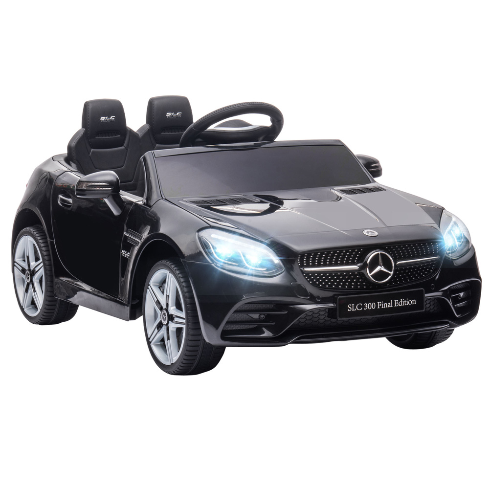 HOMCOM Benz SLC 300  Licensed 12V Kids Electric Ride On, with Music, Remote Control, LED Headlights, Horn, Black