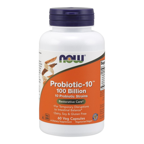 Now Foods Probiotic-10 100 Billion Wsparcie dla Układu Pokarmowego 60 Kapsułek