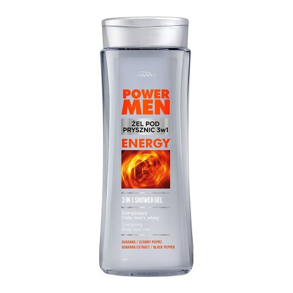 Joanna Power Men 3w1 Energetyzujący Żel pod Prysznic Czarny Pieprz i Guarana 300ml
